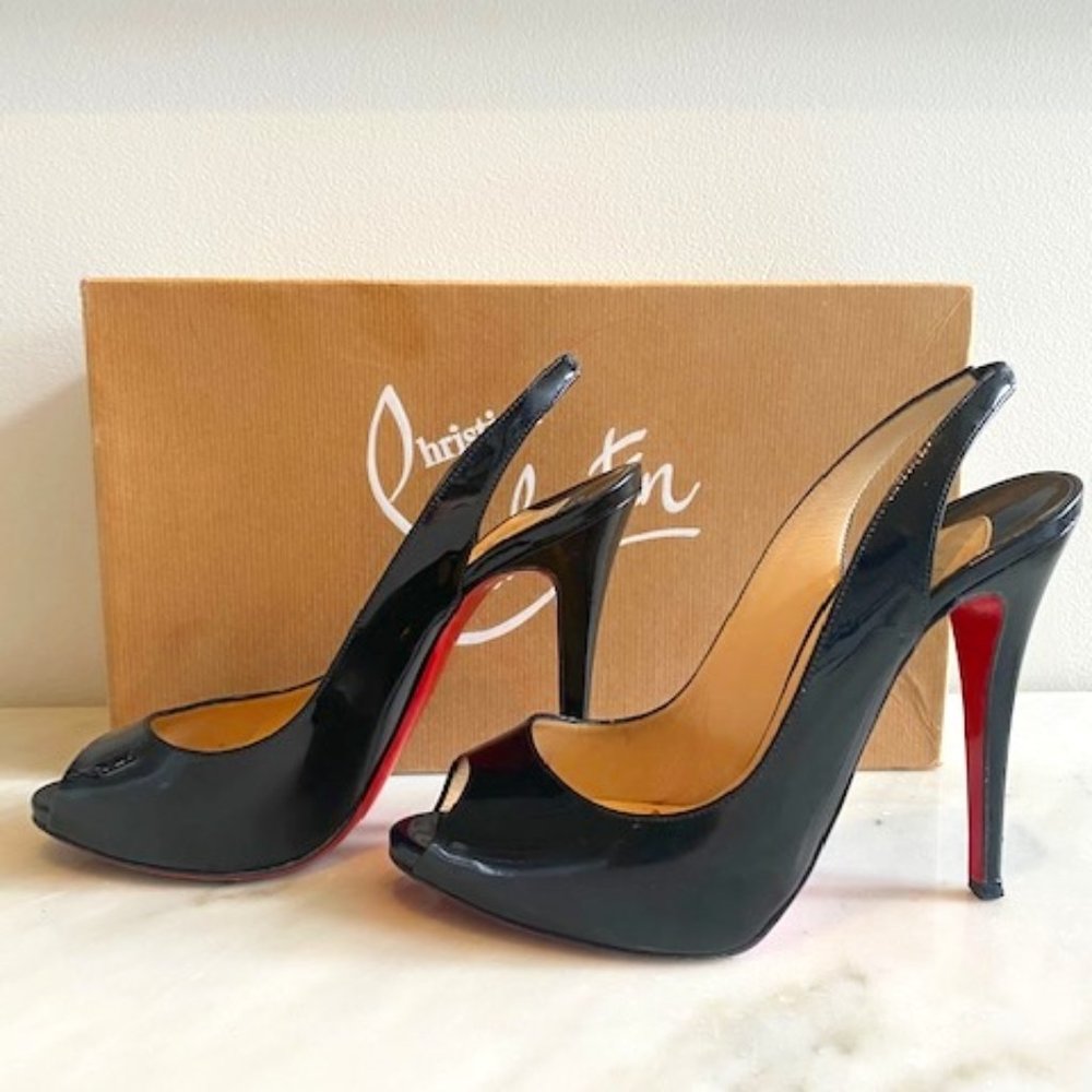Christain Louboutin Lady Sling 120 Patent Calf